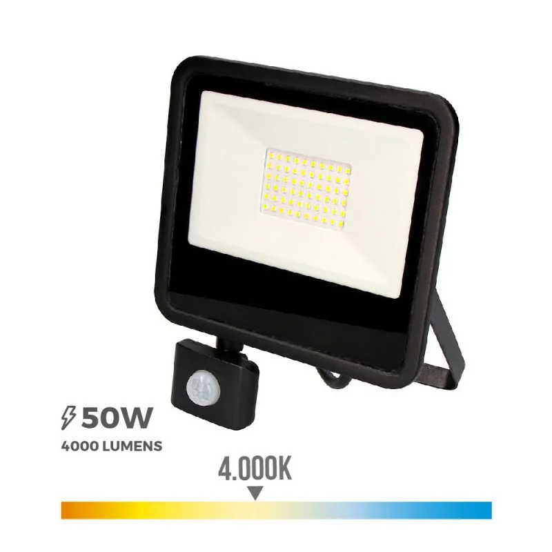 Projetor led 50w 4000lm 4000k luz do dia com sensor de prese...