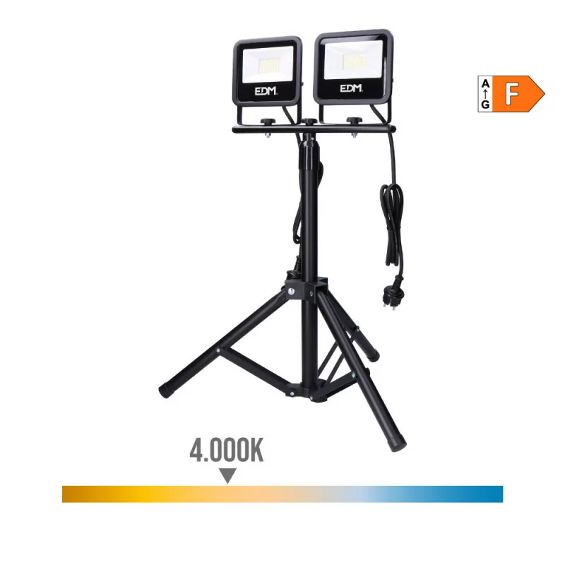 Projetor LED EDM - Com Tripé - 2x30W 2x2370lm 4000K Luz Dia Projetor LED EDM - Com Tripé - 2x30W 2x2370lm 4000K Luz Dia