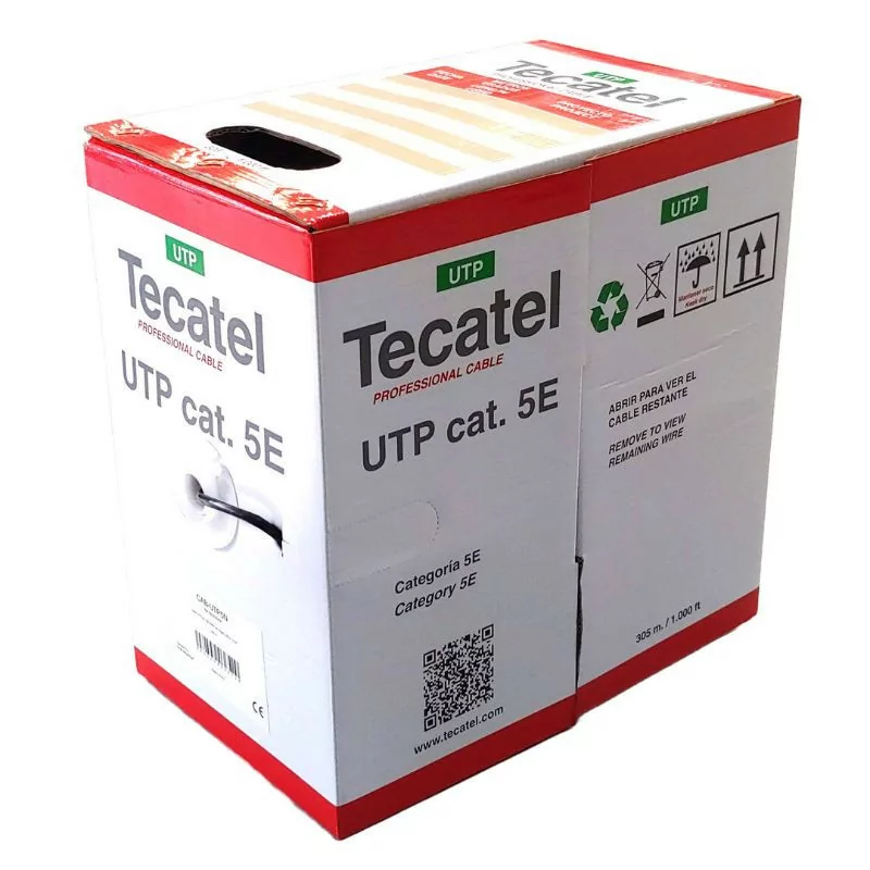 Bobine Cable UTP 305M - Cat 5E HDPE - Interior/Exterior CCA - Negro
