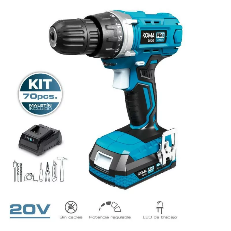 Kit Berbequim Koma Tools Pro Series + 71 Acessórios - 20V - 08375