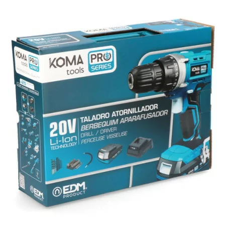 Kit Berbequim Koma Tools Pro Series + 40 Acessórios - 20v