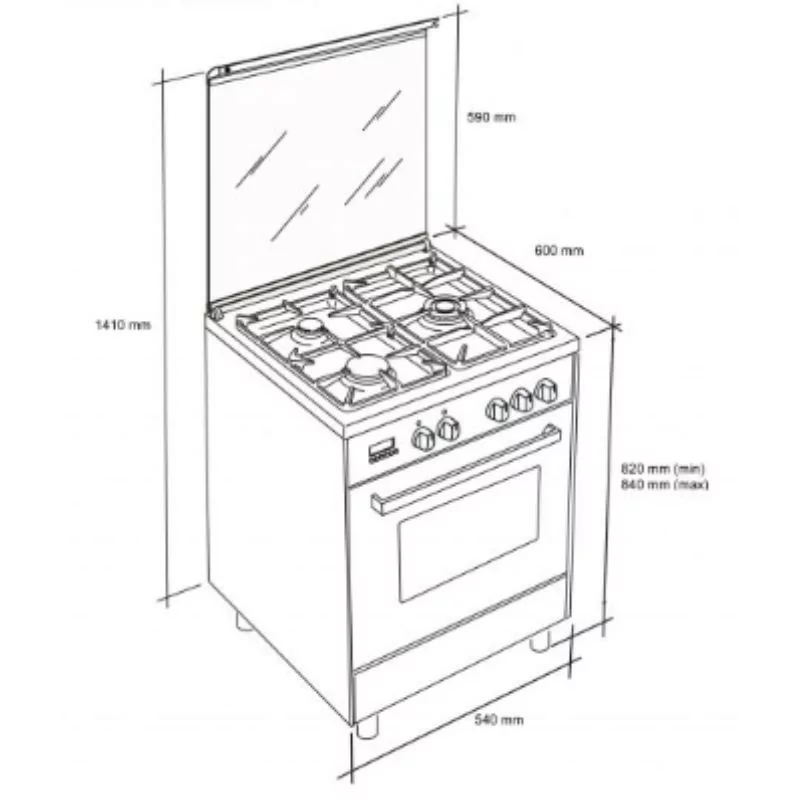 Cocina Meireles - 4 Zonas - 55L - Inox - M 540 X Natural