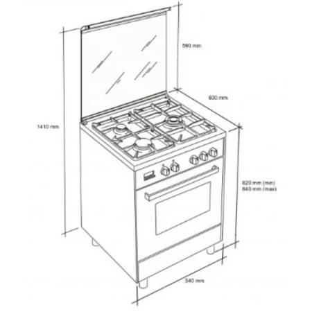 Cocina Meireles - 4 Zonas - 55L - Inox - M 540 X Natural