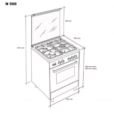 Cocina de Gas Meireles - 55L - 4 Quemadores - Inox - N 500 X NAT
