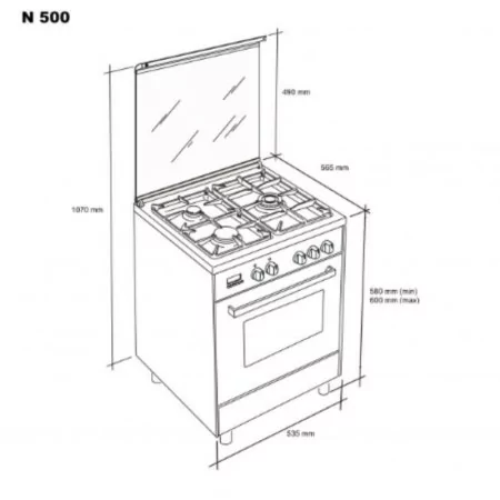 Fogão a Gás Natural Meireles - 55L - 4 Queimadores - Inox -N 500 W NAT
