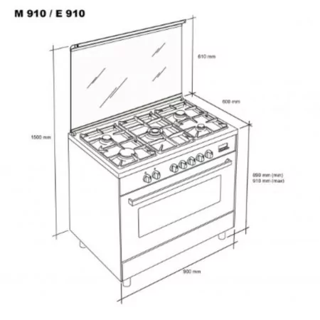 Cocina de Gas Meireles - 5 Quemadores - Inox - M 910 X