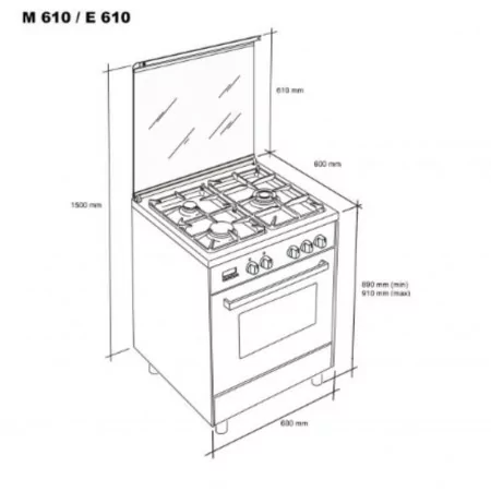 Cocina de Gas Meireles - 51L - 4 Quemadores - Inox - M 610 X NAT