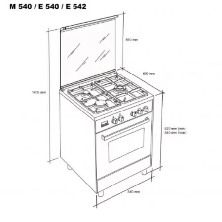 Fogão a Gás Meireles - 4 Queimadores - 59L - 54cm - Inox - E 540 X