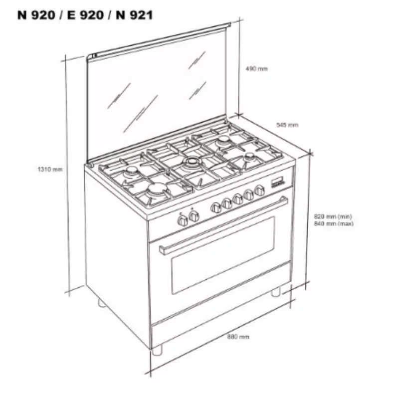 Meireles Gas Stove - 4 Burners - 55L - Stainless Steel - N 920 X Natural Gas