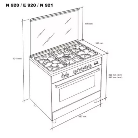 Cocina de Gas Meireles - 4 Quemadores - 55L - Inox - N 920 X Gas Natural