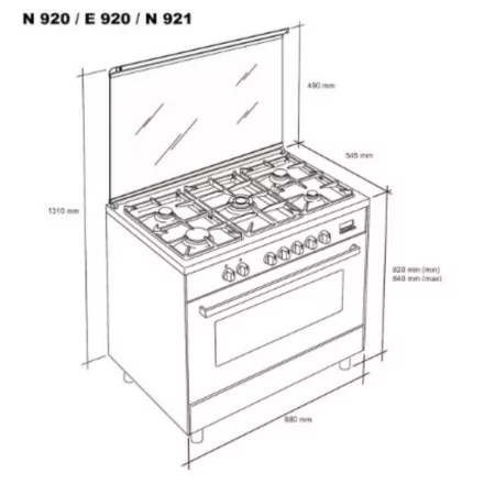 Meireles Gas Stove - 5 Burners - 55L - White - N 921 W Natural