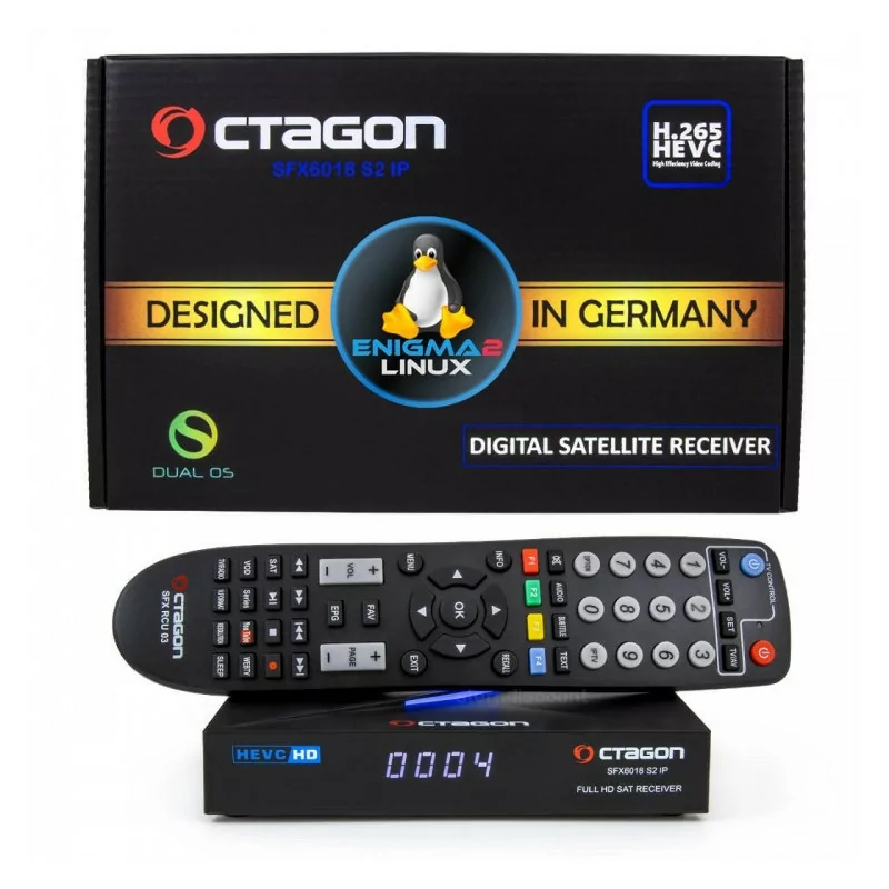Octagon SFX6018 - S2+IP - HD - H.265 HEVC - 1xDVB-S2 - E2 Linux