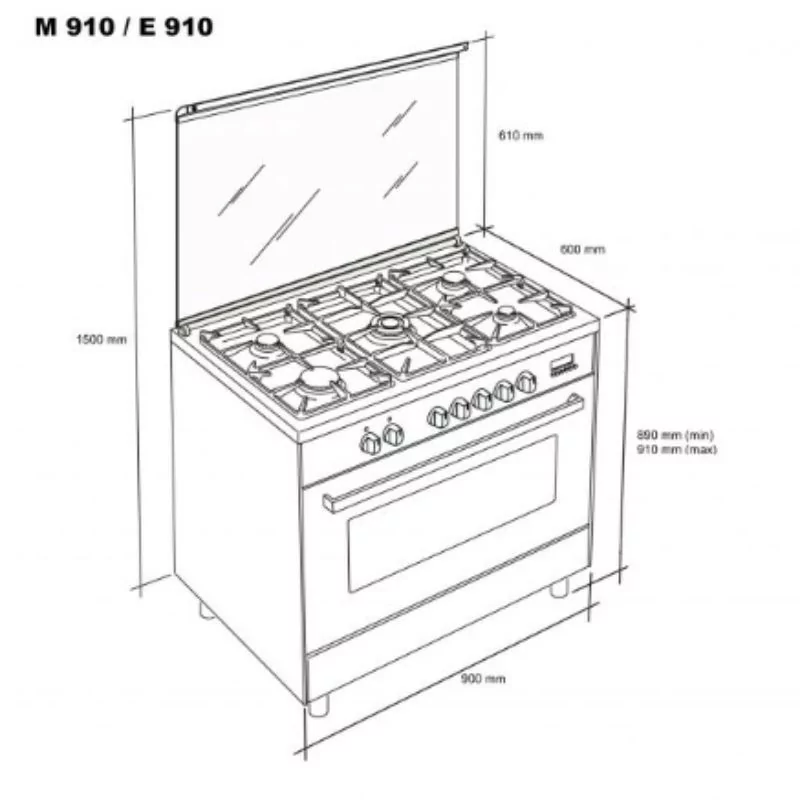 Fogão Meireles - 121L - Forno Elétrico - 5 Queimadores - E 910 X - Inox