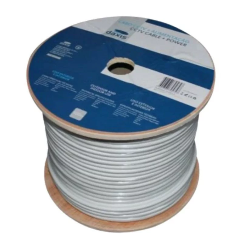 Cabo Coaxial RG59 CCTV com Alimentação - 100 Metros - Daxis