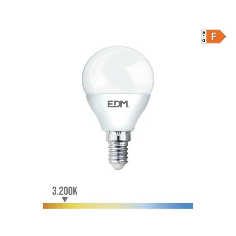 Bombilla LED EDM - Esférica - E14 - 7W - 600LM - 3200K - Luz Quente - Ø4,5x8,2cm - 98949