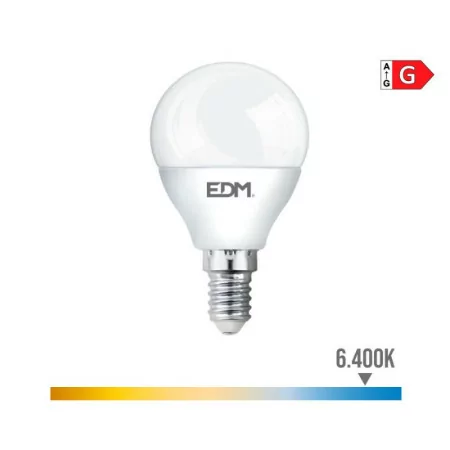 EDM LED Bulb - Spherical - E14 - 6W - 500LM - 6400K - Cold Light - 4.5x8.2cm - 98702
