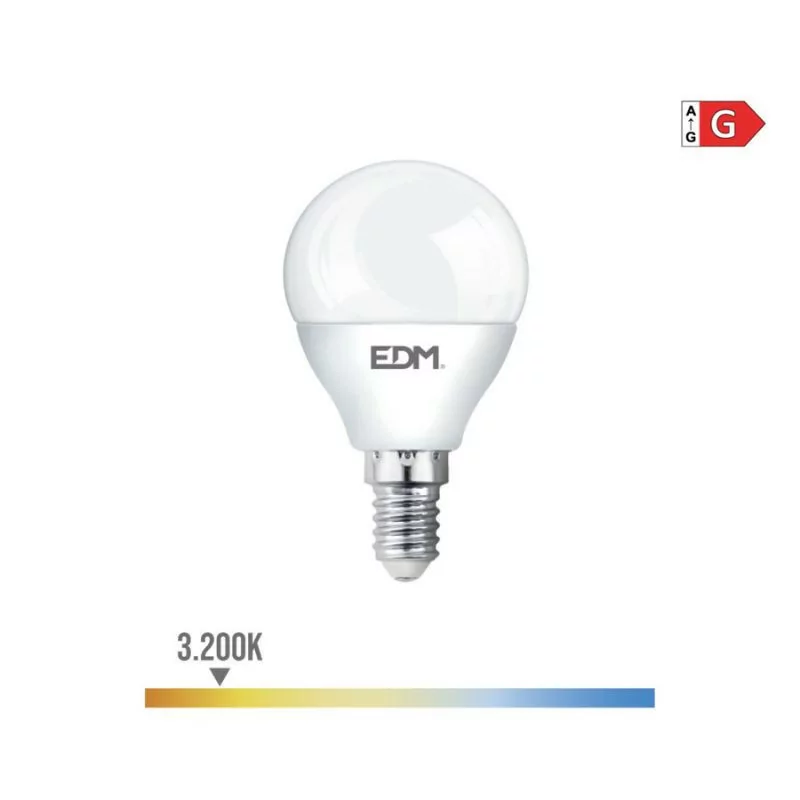 Lâmpada LED EDM - Esférica - E14 - 5W - 400LM - 3200K - Luz Quente - 4,5x8cm - 98323