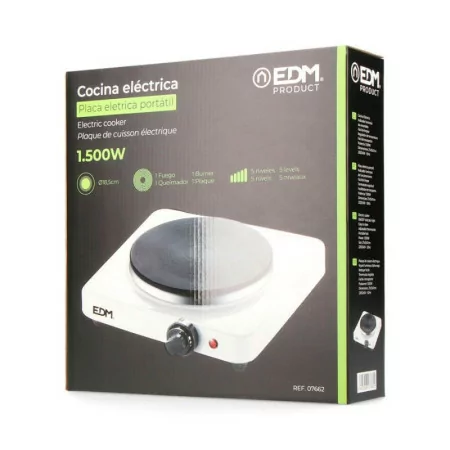 Placa Eléctrica Portátil 1 Zona EDM - 1500W - Blanca - 07662