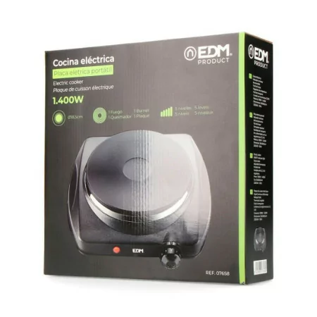 Placa Elétrica Portátil 1 Zona EDM - 1400W - Preta - 07658