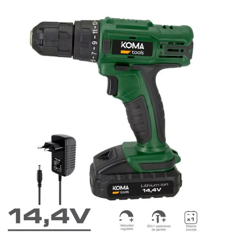 Taladro Aparafusador Koma Tools - Batería 14.4 - 1500mAh - 700RPM - 08376