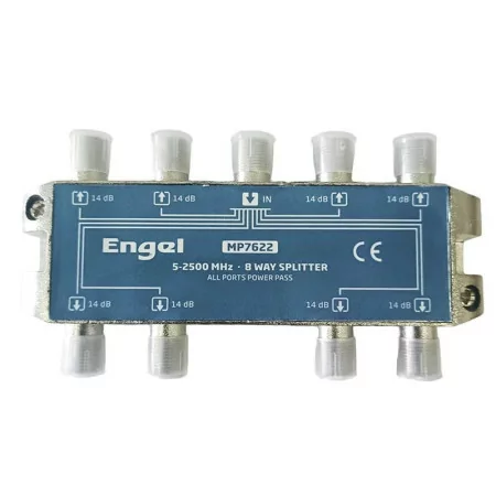 Repartidor 8 Saídas Axil - 5-2500Mhz - 14dB - Power Pass - MP7622