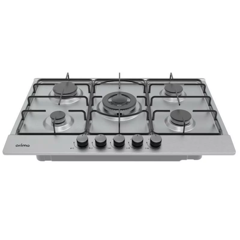 Orima Gas Hob - 4 Burners + 1 - Stainless Steel - ORQ-75-X