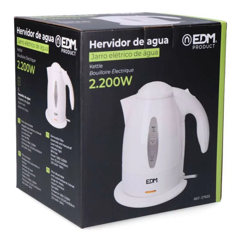Jarro Elétrico EDM - 1L - 2200W - Branco - Kettle