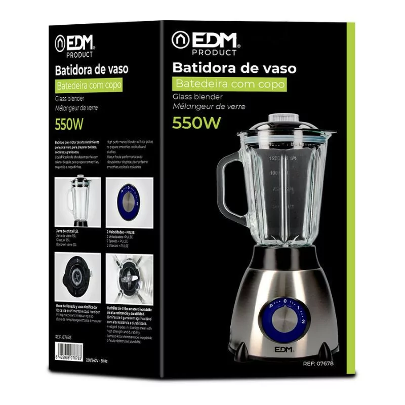 Licuadora EDM - C/ Copo - 1.5L - 550W - 07678