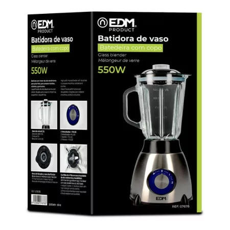 Licuadora EDM - C/ Copo - 1.5L - 550W - 07678