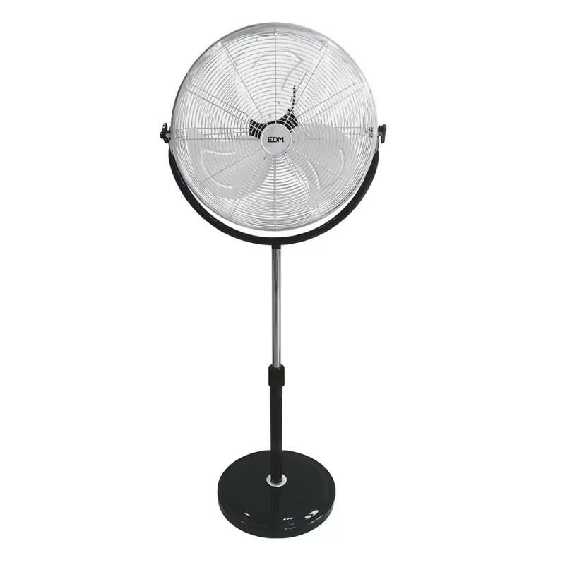 Ventoinha de Pé Industrial EDM - 118/148cm - Base Circular - 120W - Cromado/Preto