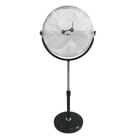Ventilador de Pie Industrial EDM - 118/148cm - Base Circular - 120W - Cromado/Negro