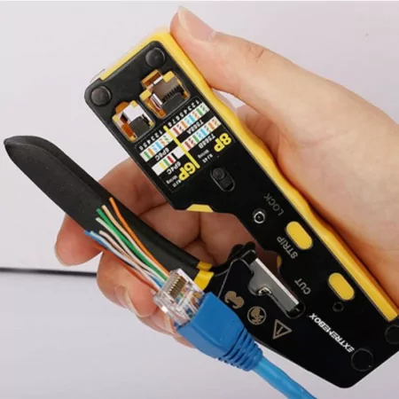 Alicate RJ45 RJ11 Crimpagem e Corte Profissional - Passante - Extremebox