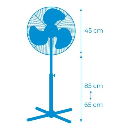 Ventilador de Pie EDM - 110/130cm - Blanco - 50W - 33910