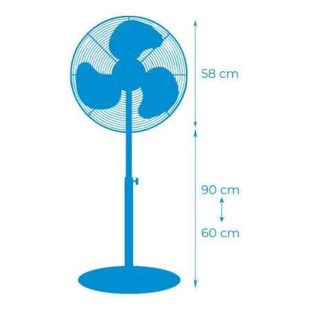 EDM Industrial Standing Fan - 60/90cm - Circular Base - 80W - Black