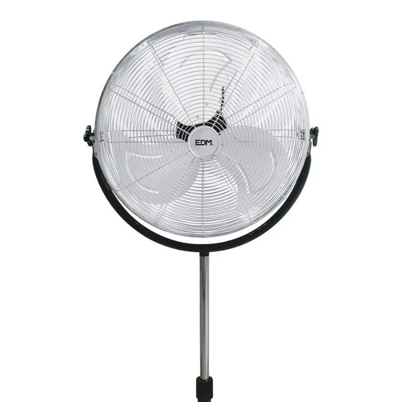 Ventoinha de Pé Industrial EDM - 118/148cm - Base Circular - 120W - Cromado/Preto