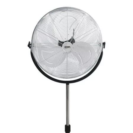 Ventoinha de Pé Industrial EDM - 118/148cm - Base Circular - 120W - Cromado/Preto