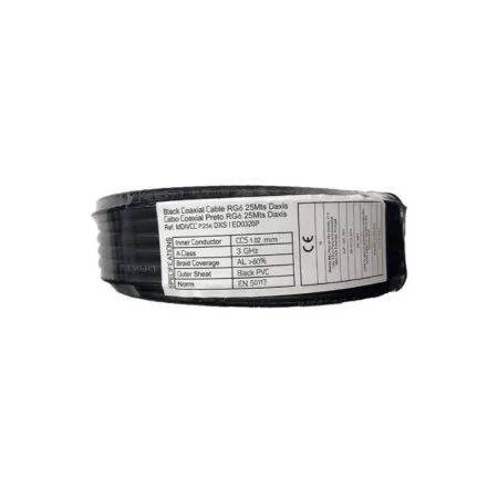 Cabo Coaxial RG6 Preto PVC - 25M