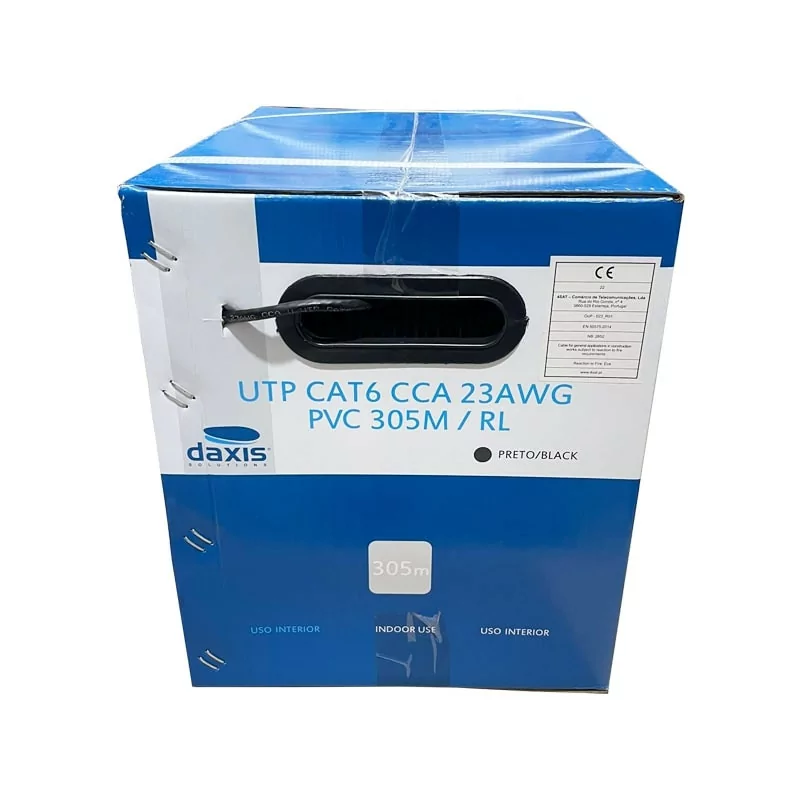 Cabo de Rede UTP CAT6 305M - Interior - PVC - Preto