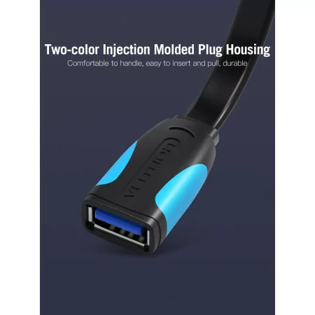 Cable Extensor USB(A) Macho - USB(A) Fêmea - Vention - ( 50CM - USB 3.0 - Negro/Azul)