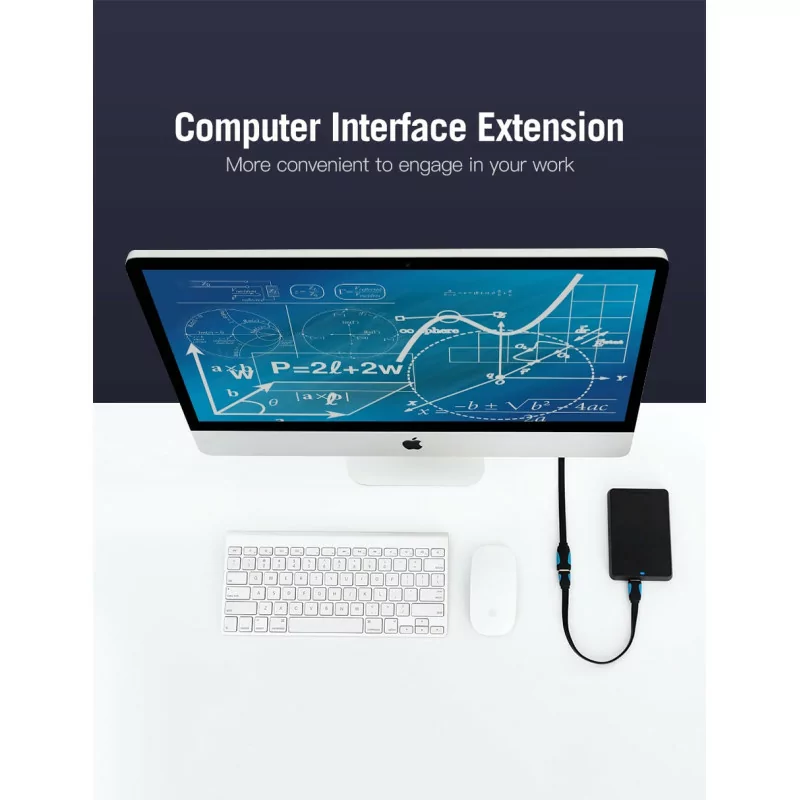 Cabo Extensor USB(A) Macho - USB(A) Fêmea - Vention - ( 50CM - USB 3.0 - Preto/Azul)