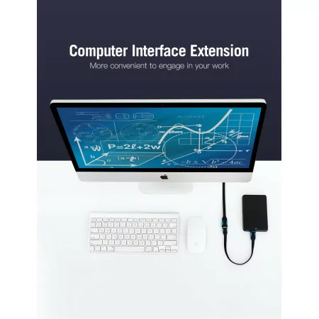 Cabo Extensor USB(A) Macho - USB(A) Fêmea - Vention - ( 50CM - USB 3.0 - Preto/Azul)