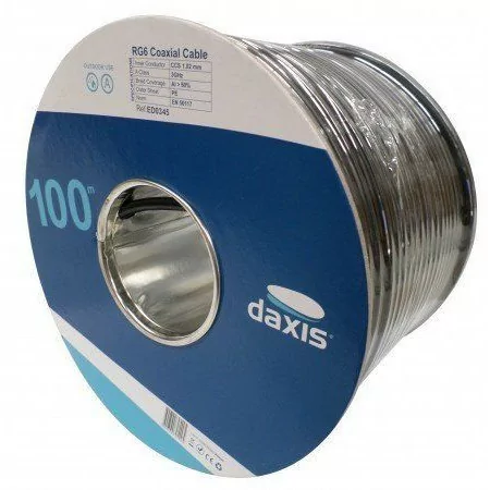 Cable coaxial RG6 preto PE - 100 m