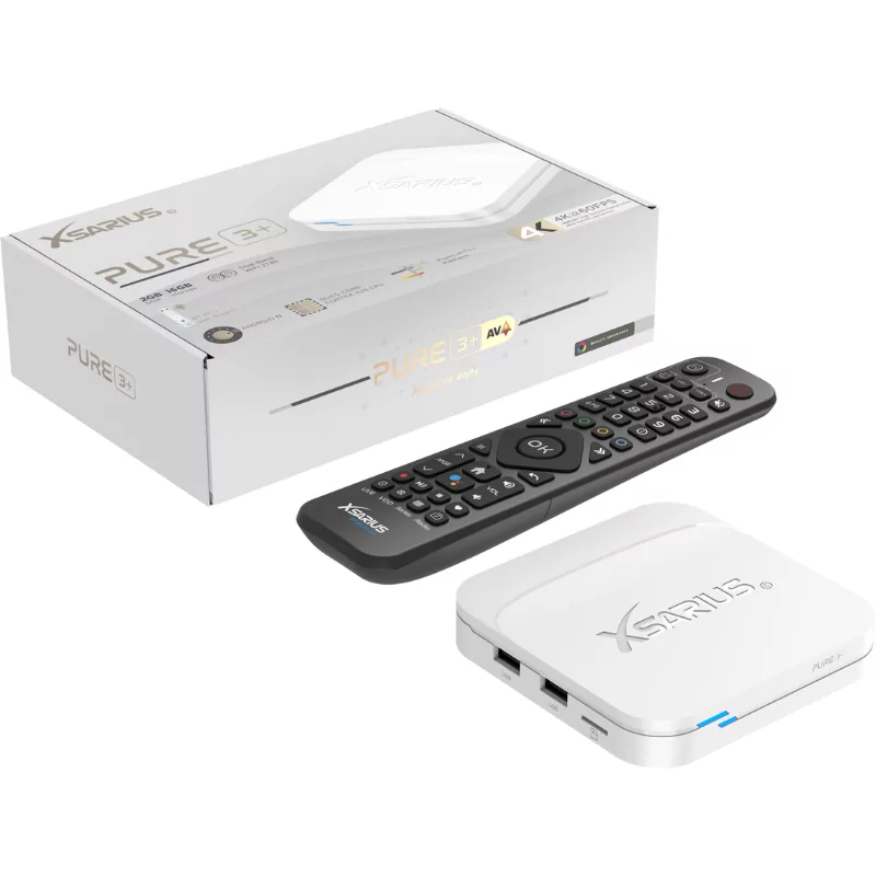 Box Android IPTV - Xsarius Pure 3+ 2GB/16GB UHD 4K - Branca