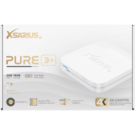 Box Android IPTV - Xsarius Pure 3+ 2GB/16GB UHD 4K - Branca