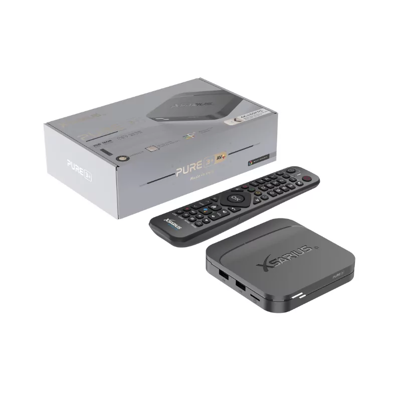 Box Android IPTV - Xsarius Pure 3+ 2GB/16GB UHD 4K - Preto Box Android IPTV - Xsarius Pure 3+ 2GB/16GB UHD 4K - Preto