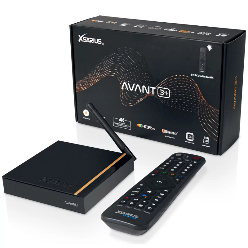 Box Android IPTV - Xsarius Avant 3+ BT 2GB/16GB Gigabit - UHD 4K