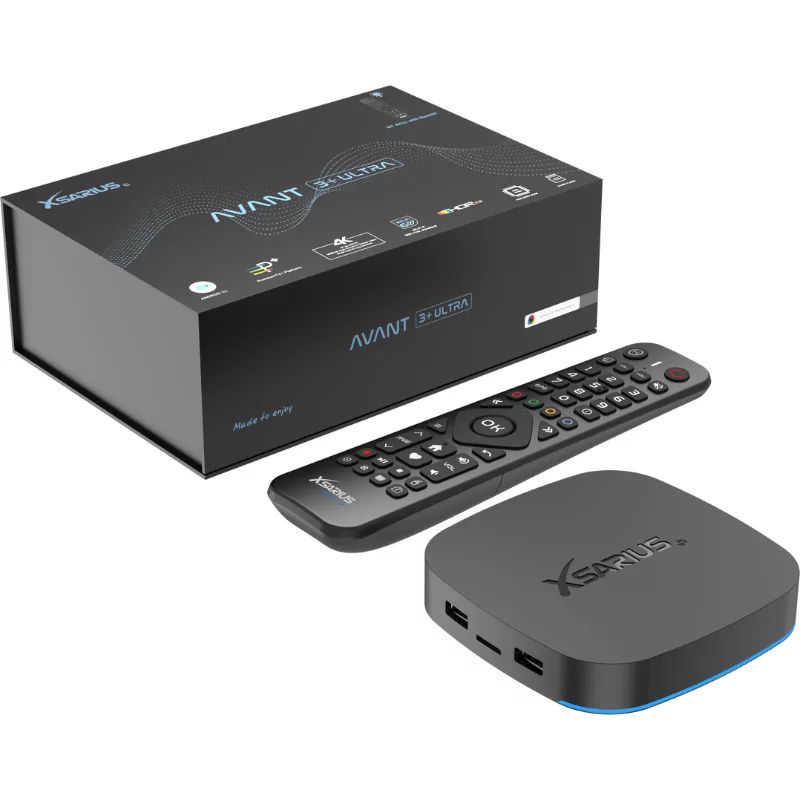 Box Android IPTV - Xsarius Avant 3+ Ultra Black BT - Gigabit Wi-Fi 6 - 4GB/64GB - UHD 4K Box Android IPTV - Xsarius Avant 3+ Ultra Black BT - Gigabit Wi-Fi 6 - 4GB/64GB - UHD 4K