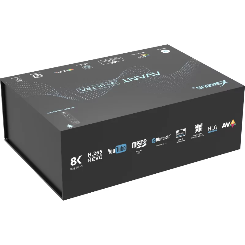 Box Android IPTV - Xsarius Avant 3+ Ultra Black BT - Gigabit Wi-Fi 6 - 4GB/64GB - UHD 4K