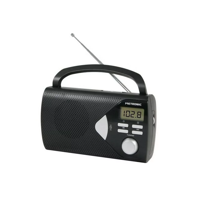 METRONIC Rádio Portátil Negro 477205 – AM/FM con Pantalla LCD e Despertador METRONIC Rádio Portátil Negro 477205 – AM/FM con Pantalla LCD e Despertador