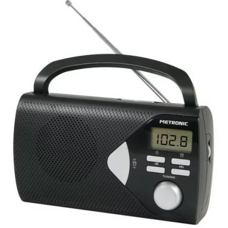METRONIC Rádio Portátil Negro 477205 – AM/FM con Pantalla LCD e Despertador
